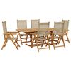 vidaXL Matgrupp f&ouml;r tr&auml;dg&aring;rden 7 delar beige konstrotting/massivt tr&auml;