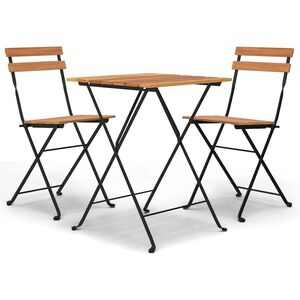 vidaXL Hopf&auml;llbart caf&eacute;set 3 delar massiv teak och st&aring;l