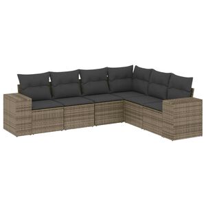 vidaXL Loungegrupp f&ouml;r tr&auml;dg&aring;rden med dynor 6 delar gr&aring; konstrotting