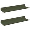 vidaXL Flytande hylla 2 st Olivgr&ouml;n 30 x 9 x 2,5 cm St&aring;l