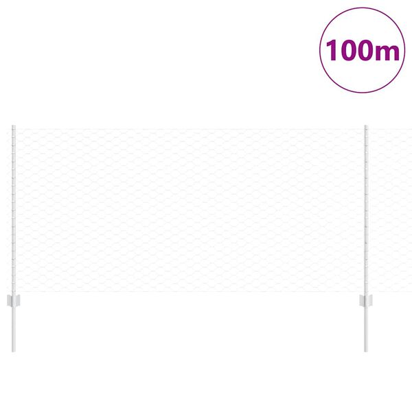 vidaXL St&auml;ngsel med stolpe Silver 1 x 100 m St&aring;l