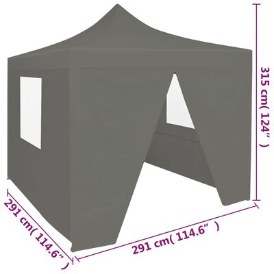 vidaXL Pop-Up hopfällbart partytält med 4 sidoväggar 3x3 m antracit