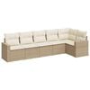 vidaXL Soffgrupp f&ouml;r tr&auml;dg&aring;rden med dynor 6 delar beige konstrotting