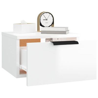 vidaXL Väggmonterade sängbord 2 st vit högglans 34x30x20 cm