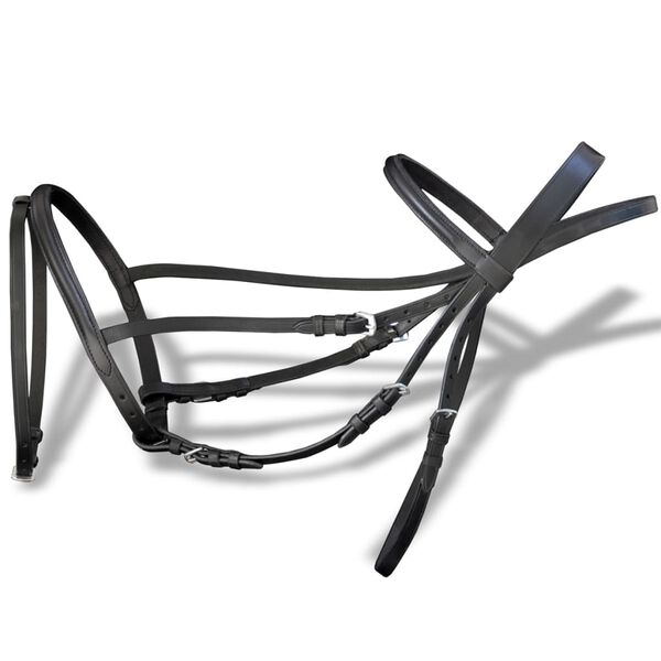 Aachengrimma med bett och tyglar svart l&auml;der cob