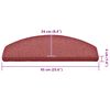 vidaXL Trappmattor 30 st 65x24x4 cm bordeaux halvrunda stora