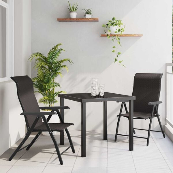 vidaXL Trädgårdsmöbelset 3 pcs Svart kaffe Poly rattan