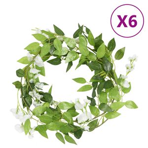 vidaXL Blomstergirlanger 6 st vit 200 cm