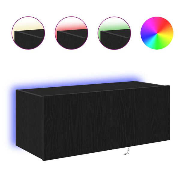 vidaXL TV V&auml;gghylla Svart Ek 80 x 35 x 31 cm Konstruerat tr&auml;