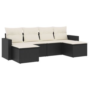 vidaXL Loungegrupp med dynor 6 delar svart konstrotting