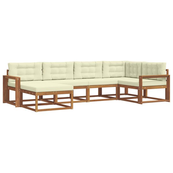 vidaXL Utomhussoffset med kudde 6 pcs Naturlig och Gr&auml;dde