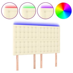 vidaXL S&auml;nggavel LED gr&auml;ddvit 144x5x118/128 cm konstl&auml;der