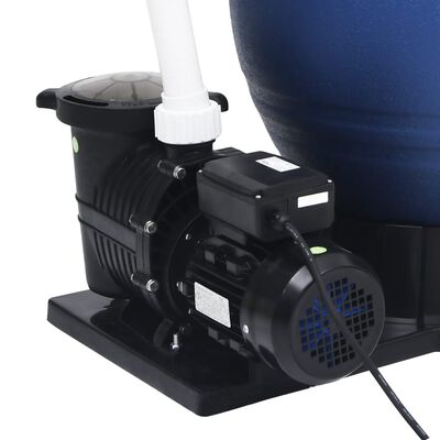 vidaXL Sandfilter med 7-vägsventil 1000 W-pump blå och svart