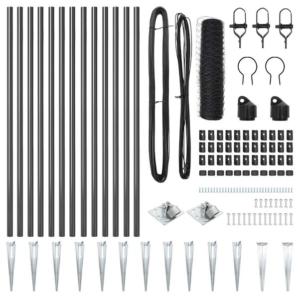 vidaXL St&auml;ngselstolpe Gr&aring; 25 x 0,8 m (50 mm n&auml;t) St&aring;l och PVC