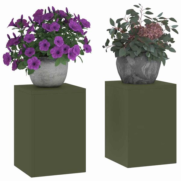 vidaXL Växtställ 2 pcs Olivgrön 24 x 24 x 35 cm Stål