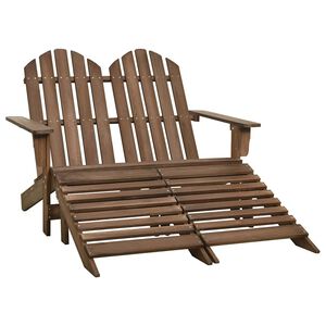 vidaXL Adirondackstol med fotpall 2-sits brun grantr&auml;