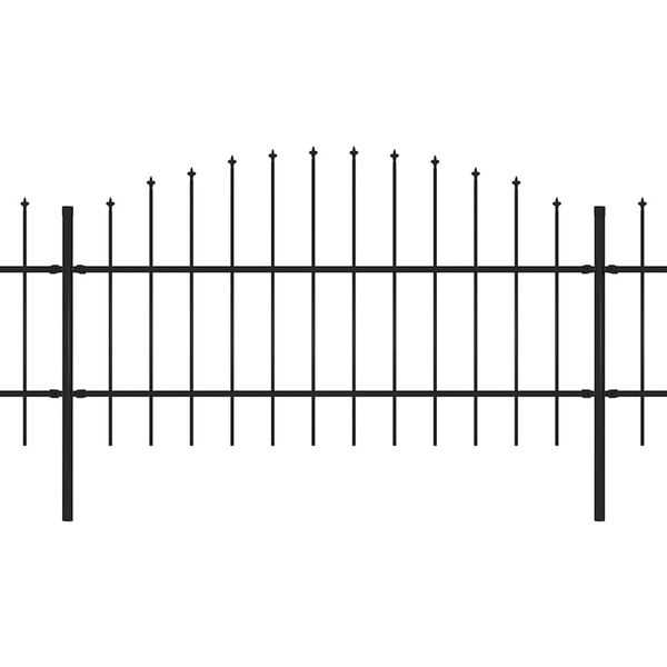 vidaXL Trädgårdsstaket med spjuttopp stål 537x100 cm svart