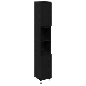 vidaXL Badrumssk&aring;p Svart Ek 30 x 30 x 190 cm Konstruerat tr&auml;