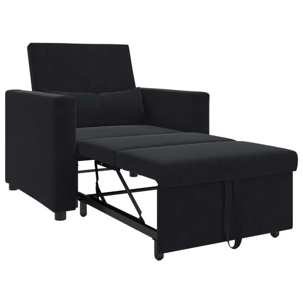 vidaXL Enkel Soffbed Reclining med hjul Svart 90 x 165 x 87 cm Sammet