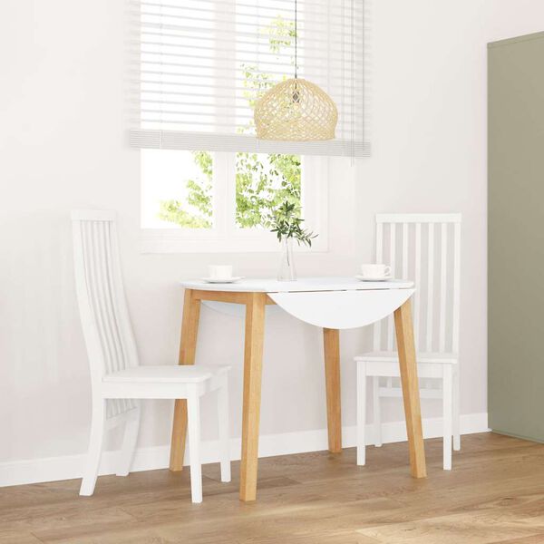 vidaXL Matstolar 2 st vitt massivt trä gummi