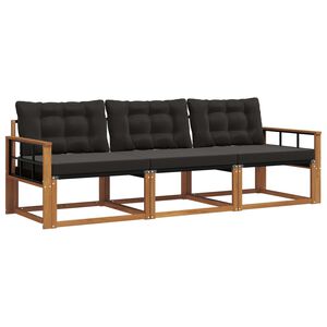 vidaXL Utomhussoffset med kudde 3 pcs Naturlig och svart