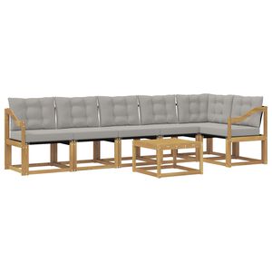 vidaXL Utomhussoffset med kudde 7 pcs Vit och ljusgr&aring;