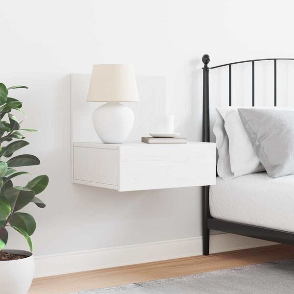 vidaXL S&auml;ngbord med l&aring;da Vit 42 x 32,5 x 40 cm Massiv furu