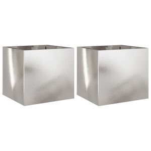 vidaXL Odlingsl&aring;dor 2 st silver 32x30x29 cm rostfritt st&aring;l
