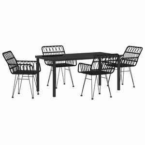 vidaXL Tr&auml;dg&aring;rdsm&ouml;belset 5 pcs Svart Pulverlackerat st&aring;l