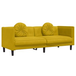vidaXL Soffa med kuddar 3-sits gul sammet
