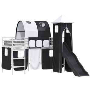 vidaXL Barns loft s&auml;ngram Vit och svart 74,5 x 190 cm Metall