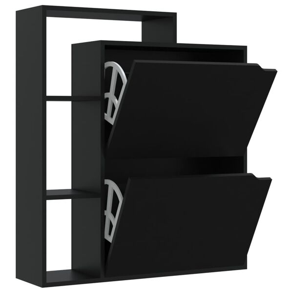 vidaXL Skosk&aring;p svart 79,5x24x90,5 cm sp&aring;nskiva