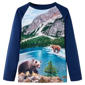 vidaXL T-shirt med l&aring;nga &auml;rmar f&ouml;r barn marinbl&aring; 104