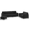 vidaXL Soffgrupp med prydnadskuddar & dynor 3 delar svart sammet