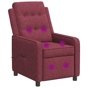 vidaXL Reclinerf&aring;t&ouml;lj med massage Vinr&ouml;d 65 x 93 x 102 cm Tyg