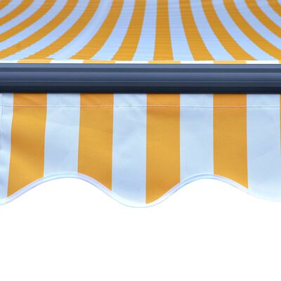 vidaXL Infällbar markis med vindsensor & LED 300x250 cm gul och vit