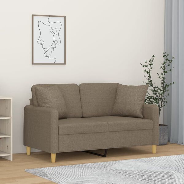 vidaXL 2-sitssoffa med kuddar&dynor taupe 120 cm tyg
