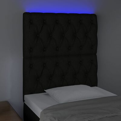 vidaXL Sänggavel LED svart 80x7x118/128 cm tyg