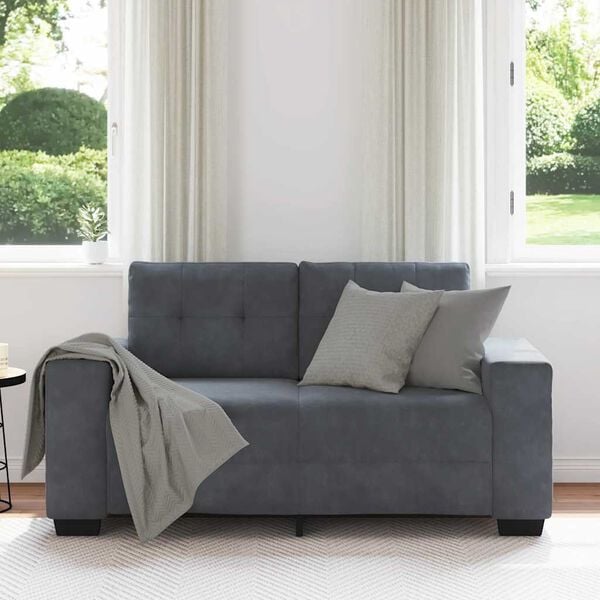 vidaXL Loveseat soffa m&ouml;rkgr&aring; 160x77x82 cm sammet