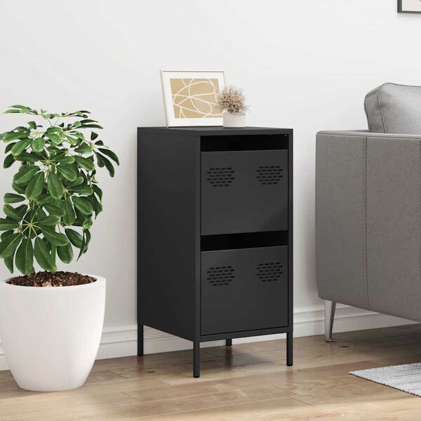 vidaXL Skänk svart 35x39x73,5 cm kallvalsat stål