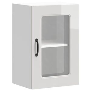 vidaXL Väggskåp för kök med glasdörr Kalmar högglans vit konstruerat trä