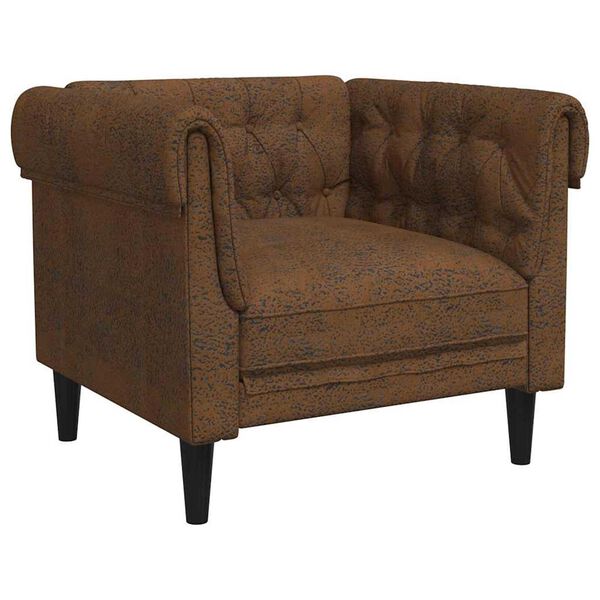 vidaXL Chesterfield Soffa Stol med kudde Brun 78.5 x 74.5 x 74.5 cm