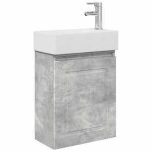 vidaXL Badrumsspegel med kran Betonggr&aring; 45,5 x 22,5 x 84 cm