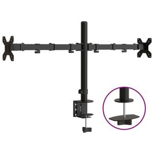 vidaXL Sk&auml;rmf&auml;ste f&ouml;r 2 sk&auml;rmar svart st&aring;l VESA 75/100 mm
