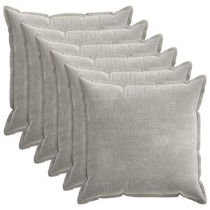 vidaXL Kudd&ouml;verdrag 6 pcs HOUTEN Ljusgr&aring; 80 x 80 cm Chenilletyg