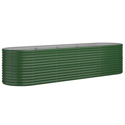 vidaXL Odlingslåda pulverlackerat stål 296x80x68 cm grön