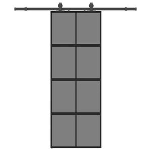 vidaXL Skjutd&ouml;rr med beslag svart 76x205 cm h&auml;rdat glas