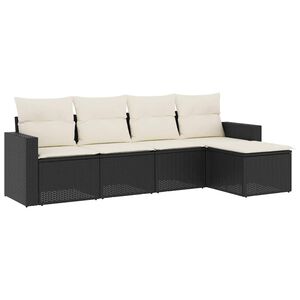 vidaXL Loungegrupp f&ouml;r tr&auml;dg&aring;rden med dynor 5 delar svart konstrotting