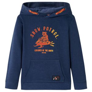 Barnhoodie blå melange och orange 92