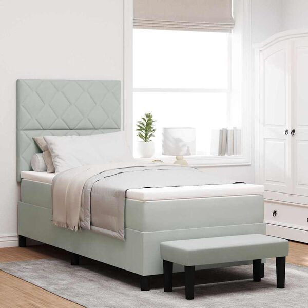 vidaXL B&auml;ddfj&auml;der med madrass Ljusgr&aring; 100 x 200 cm Sammet